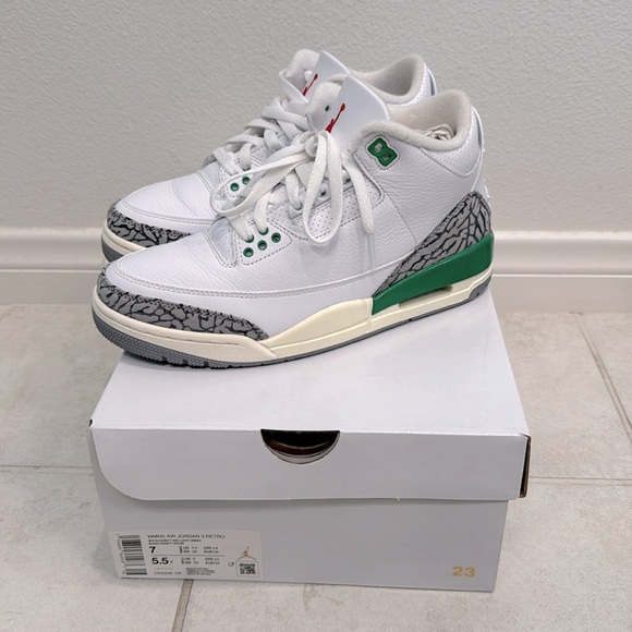 JORDAN 3 LUCKY GREEN Size 7w / 5.5m - Picture 1 of 7